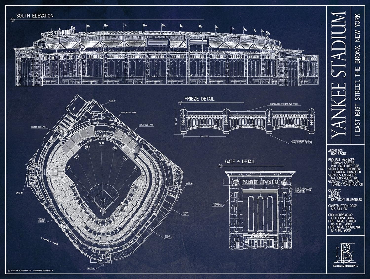 Yankee Stadium Ballpark Blueprint