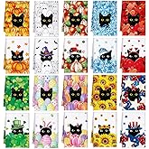 FuWeave 20 Pcs Holiday Kitchen Towels Seasonal Decorative Hand Towels Set Christmas Dish Cloths Winter Valentine's Day 16 x 24 Colorful Wash Cloths with Hanging Loop(Black Cat)