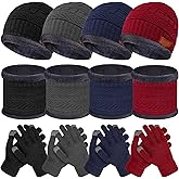 JaGely 12 Pieces Kids Winter Hat Glove Scarf Sets Thick Fleece Knitted Beanie Touchscreen Warmer Gaiter for Boys and Girls