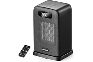 MORENTO Space Heater, Portable Space Heaters for indoor Use, Auto Temperature Control, LED Display Electric Heater, ECO Mode & 0-12H Timer, Quiet Heaters for Office, Bedroom, Home (Black, 1 Pack)