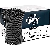 Coffee Stirrers Sticks, Disposable Plastic Drink Stirrer Sticks, 1000 Stirrers, Use It As A Coffee Straws Or A Cocktail Mixers (Black, 5-Inch (Pack of 1)