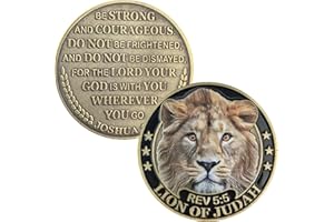 YAKIN SHOP Lion of Judah Strength & Courage Challenge Coin Joshua 1:9 Verse