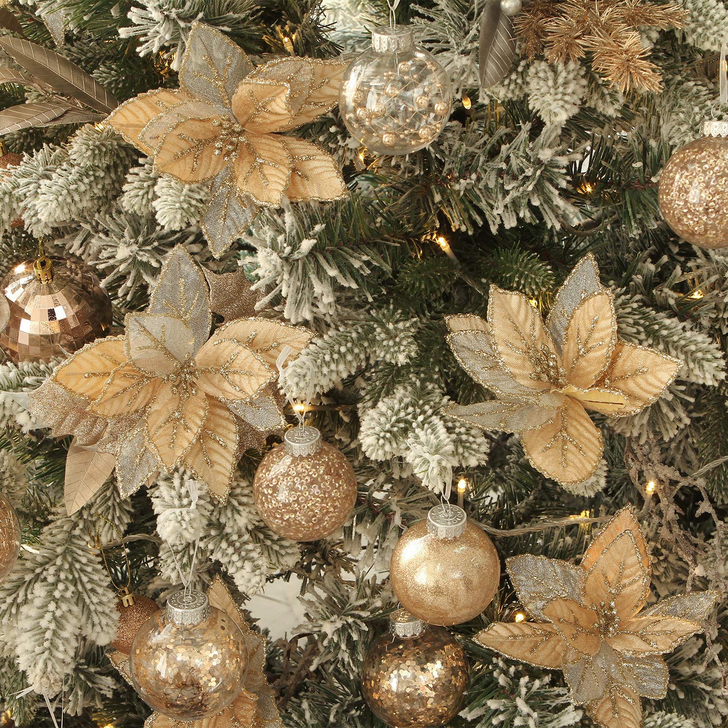 comfortably Sea Team 12-Pack Artificial Glitter Poinsettia 
