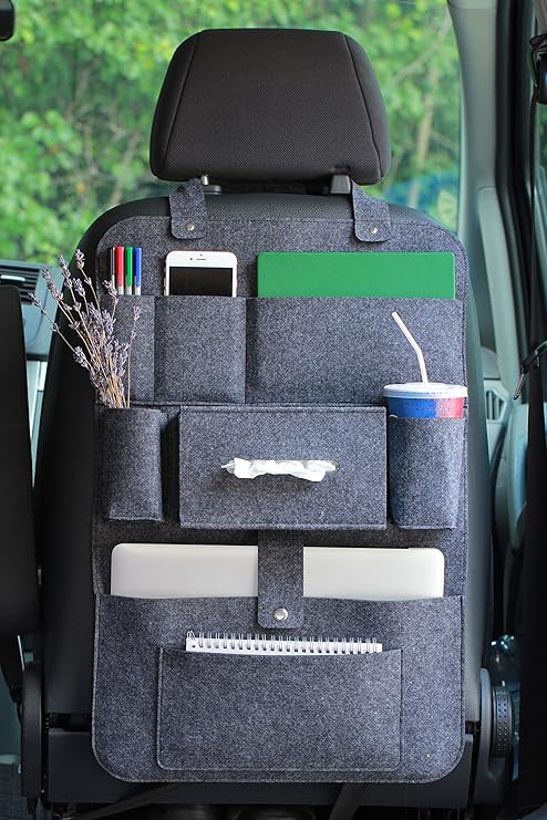 Rücksitzorganizer Autositz Filz Organizer mit Multitasche 62x41cm LuckySign®(Dunkelgrau)