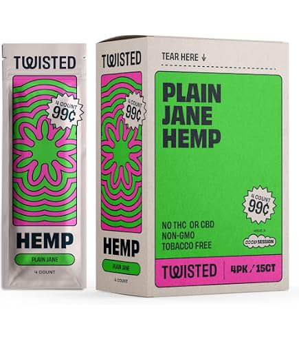 15 pk Twisted Hemp Wrap Plain Jane 4 leaf per pk : Health & Household
