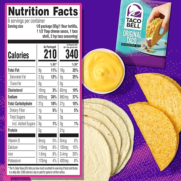 TACO BELL CHEESY DOUBLE DECKER TACO DINNER KIT WITH 6 SOFT TORTILLAS, 6 CRUNCHY TACO SHELLS, VELVEETA CHEESE SAUCE & SEASONING, 14 OZ BOX