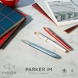 Parker IM Fountain Pen Premium Red Lacquer Gold Trim Fine Point Gift Box view 6