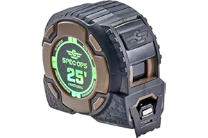 Spec Ops Tools 25-Foot Elite Series Magnetic Tape Measure, 1 1/4" Double-Sided Blade, Includes Fractional Markings, 12 Feet o