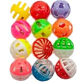 Fashion's Talk 12PCS Value Pack Plastic Ball Cat Toys Lattice Balls with Bell Jingle Kitten Toy,Gift Box 1.5" 6 Styles