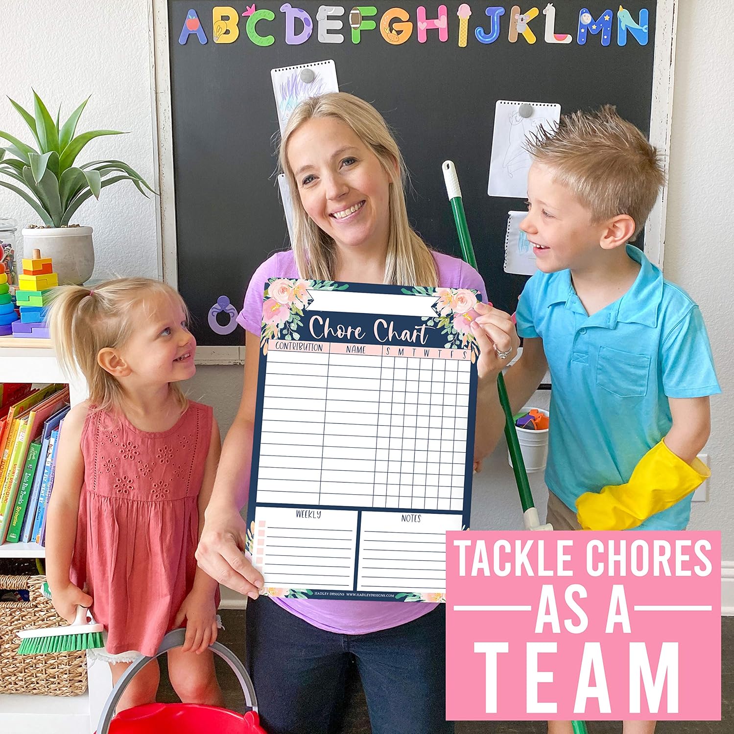 Navy Floral Family Chore Chart for Adults, Magnetic Chore Chart for Teens, Kids Reward Chart for Toddlers at Home, Pink Chore Reward Chart System for Kids, My Magnetic Responsibility Chart for Kids : Office Products