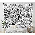 AkinaWay Ahegao Lust Face Kawaii Anime Aesthetic Bedroom Tapestry for Wall Decoration (60"x40")