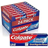 Colgate Cavity Protection Toothpaste with Fluoride, Minty Great Regular Flavor, Anti Cavity Toothpaste, 24 Pack, 1 Oz Tubes