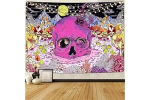 Uspring Pink Skull Tapestry Gothic Skeleton Tapestry Trippy Frog Tapestry Moon Mountain Tapestry Abstract Sea Creatures Tapestry for Bedroom Aesthetic Decor(51.2 x 59.1 inches)