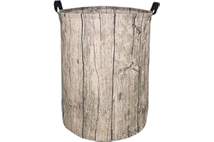 KUNRO Round Laundry Gift Basket Storage Hamper, Kids Toys and Clothes Storage Organizer Bins, Toy Shelf Basket with Handles for Room Decor (Tree Stump)