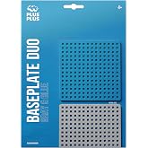 PLUS PLUS Baseplate Duo, Gray &amp; Blue - Base Accessory, 4.5 x 4.5 Inches | For Building and Displaying Creations, STEM Toy for Kids, Classroom Must Haves, Stem Bins, Mini Waffle Blocks