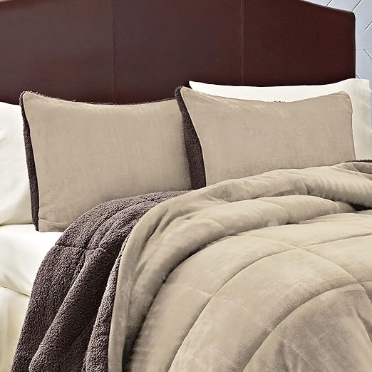 Eddie Bauer Premium Fleece Comforter Set, King, Khaki Home