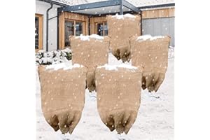 LIAYCCO 5PCs Burlap Fabric Plant Bags - 32 X 40 Inch Winter Plant Cover Freeze Protection, Reusable Burlap Sacks Plant Frost Cloth for Outdoor Plants, Cold Weather Tree Wrap for Trees, Bushes & Garden