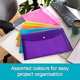SUMMIT A4+ Heavy Duty Plastic Popper Wallets Pack of 5 Assorted Colours view 7