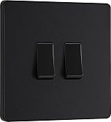 BG Electrical Double Wall Light Switch 2 Way Matt Black Evolve PCDMB42B 20A 16AX
