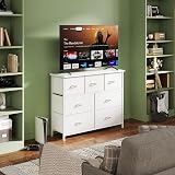 CAIYUN 7-Drawer Chest of Drawers Tall White Fabric Storage Dresser view 9