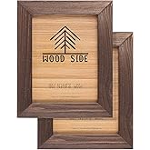 Rustic Wooden Picture Frame 5x7 Inch - Set of 2-100% Natural Eco Barn Wood with Real Glass - Made for Wall Hanging and Tabletop Display - Brown Wenge