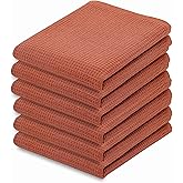 PurpleEssences Rust Waffle Weave Kitchen Towel, 100% Cotton - 15x25 Inches with Hanging Loop, Ultra Soft Absorbent Quick Drying Dish Cloth, Tea and Hand Towels, 6 Pack - Spring Easter Summer - Rust