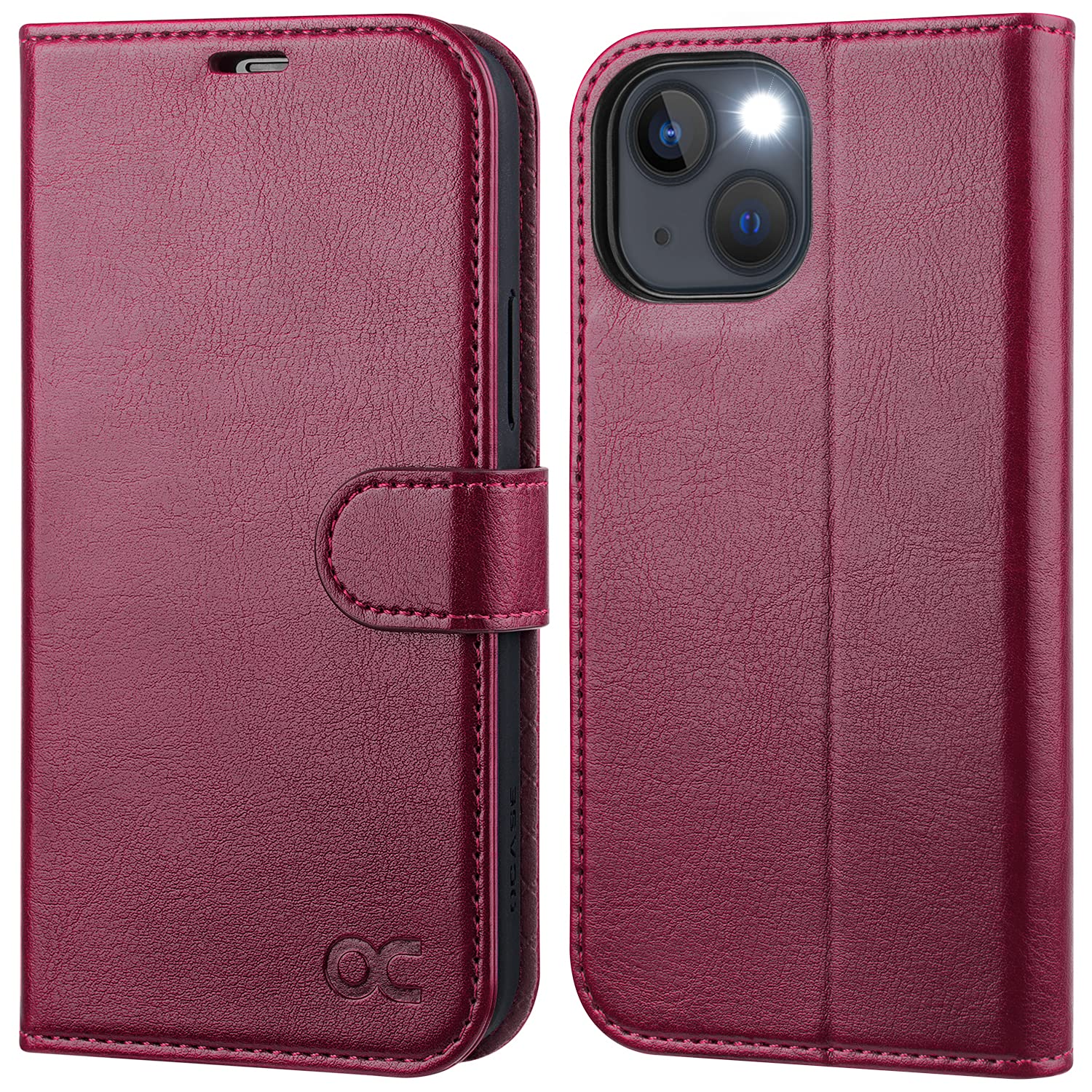 OCASE for iPhone 13 Case, Premium PU Leather iPhone 13 Wallet Case Flip Phone Cover with[TPU Inner Shell][RFID Blocking][Card Holder] for the 6.1 Inch 2021 5G,Burgundy — image 1