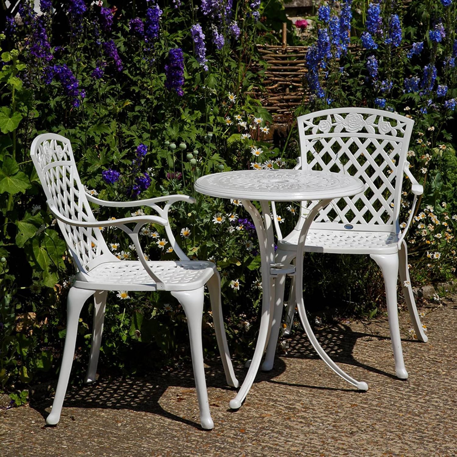 Lazy Susan - Ella 60 cm Bistrotisch mit 2 Stühlen - Rundes Gartenmöbel