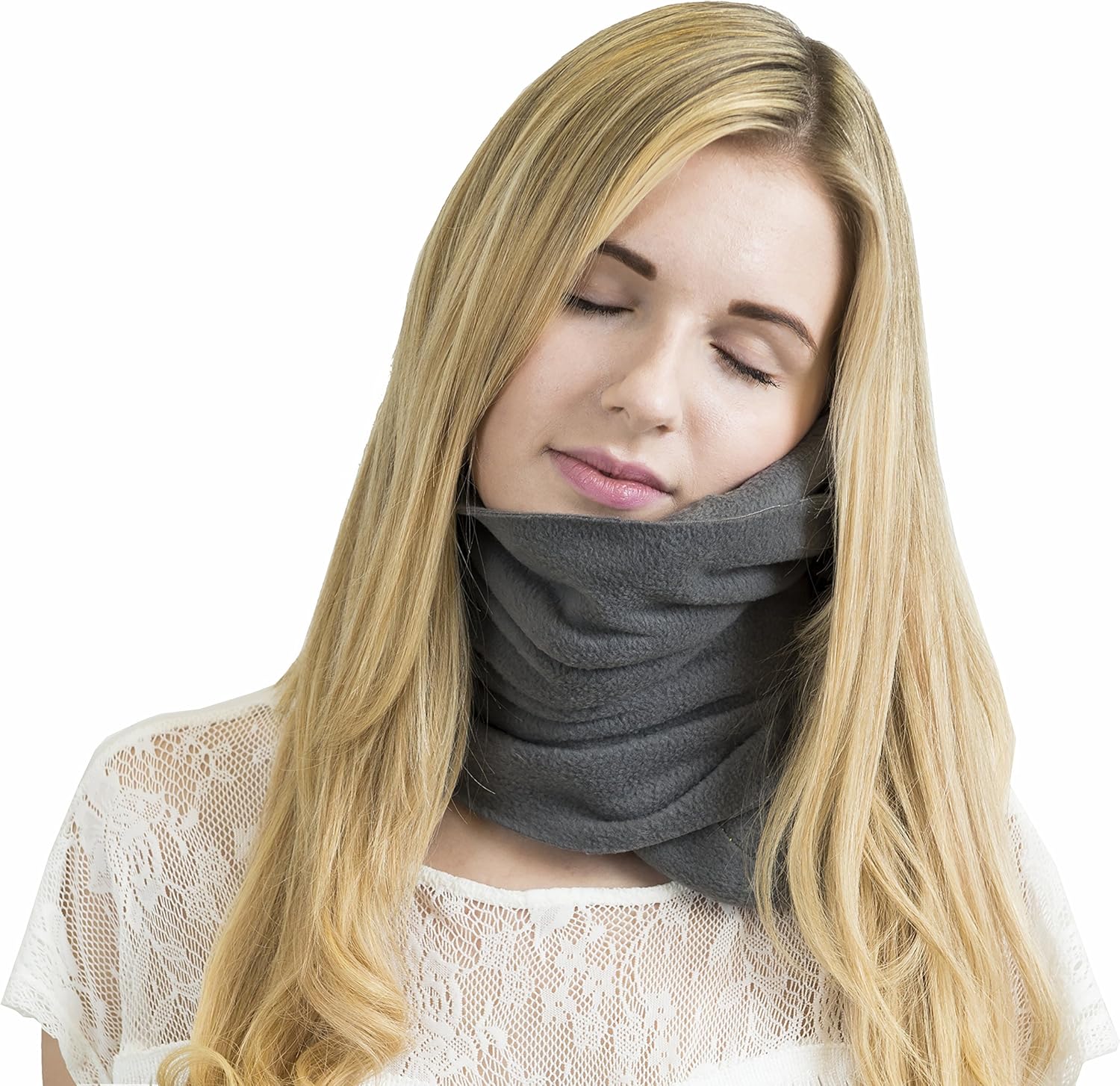 trtl Pillow - Scientifically Proven Super Soft Neck Support Travel Pillow - Machine Washable (Grey+Coral) - Image 3
