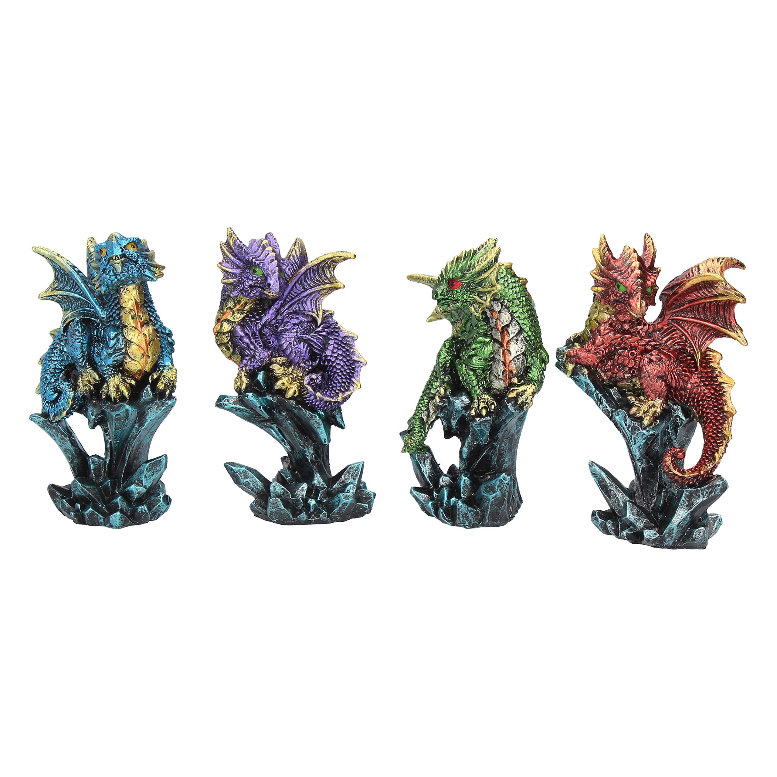 Nemesis Now Dragonling Brood, Set Of 4, 4cm, Metallic Multi-coloured