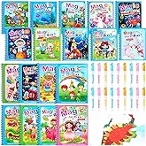 Qeeenar 18 Pack Water Coloring Books Reusable Water Books with Pens, Mess Free Coloring Christmas Painting Doodle Book Gift Educational Kits Gifts(Cute Style)