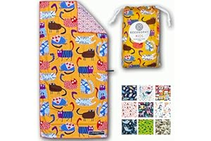 ECCOSOPHY Microfiber Kids Beach Towels & Pouch 60"x30" for Girls & Boys - Quick Dry Pool Towels - Sand Free Beach Blanket for Travel - Camping - Vacation - Toallas Playas