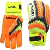 Reusch Soccer Pulse Prime S1 Finger Support Junior Goalkeeper Glove, Yellow/Green, Pair
