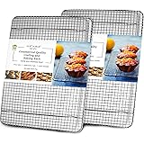 Oven-Safe, Dishwasher-Safe 100% Stainless Steel Cooling and Baking Rack Set - Half Sheet Pan Cooling Racks - Food-Safe, Heavy