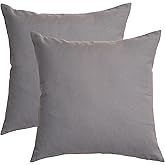 RELY+ Cotton Throw Pillow Covers 20x20 Inch Set of 2 Gray Charcoal Decorative Zippered Cases for Couch Bedroom Sofa Living Room Decoration Gifts Outdoor Indoor Square Pillow Cases