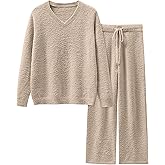 ANRABESS Lounge Sets for Women Fuzzy Fleece Pajama Sets 2 Piece Outfits Cozy Sweater Matching Set 2025 Fall Winter Loungewear