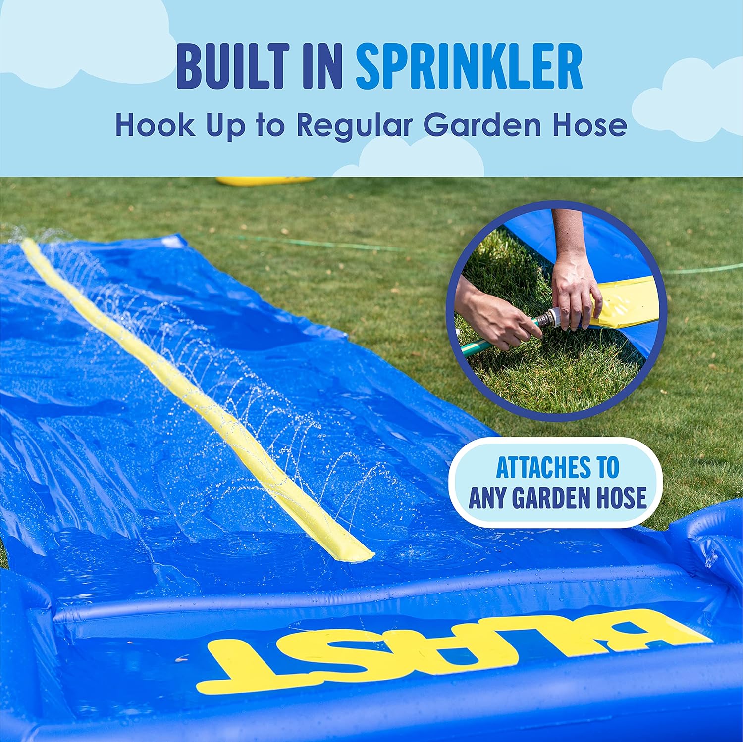 BACKYARD BLAST - 30' Waterslide with Splash Zone - Easy to Setup - Extra Thick to Prevent Rips & Tears: Toys & Games