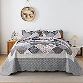 HoneiLife Oversized King Bedspreads 120x120-3 Pcs California King Quilt, Extra Large Quilt Sets All Season Use,Rustic Bedding Sets King Size,Reversible Coverlet Lightweight Bed Cover, Grey