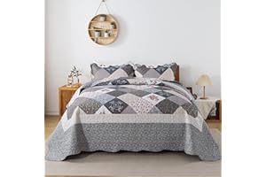 HoneiLife Oversized King Bedspreads 120x120-3 Pcs California King Quilt, Extra Large Quilt Sets All Season Use,Rustic Bedding Sets King Size,Reversible Coverlet Lightweight Bed Cover, Grey