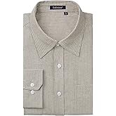 Enlision Mens Casual Striped Long Sleeve Shirt Button Down Pinstripe Shirts for Men Collared Office Work Business with Pocket