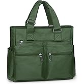 VOLGANIK ROCK Canvas Tote Bag Waterproof Nylon Multi Pocket Shoulder Bags Laptop Work Bag Teacher Purse Handbag for Women Men