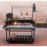 Backyard Discovery Argentine Santa Maria Wood Fire & Charcoal BBQ Grill with Brasero, Adjustable Grill Grates, Fire Bricks, H