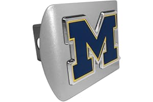 ELEKTROPLATE Michigan Wolverines"Brushed Silver Navy Blue"M" Emblem" Hitch Cover