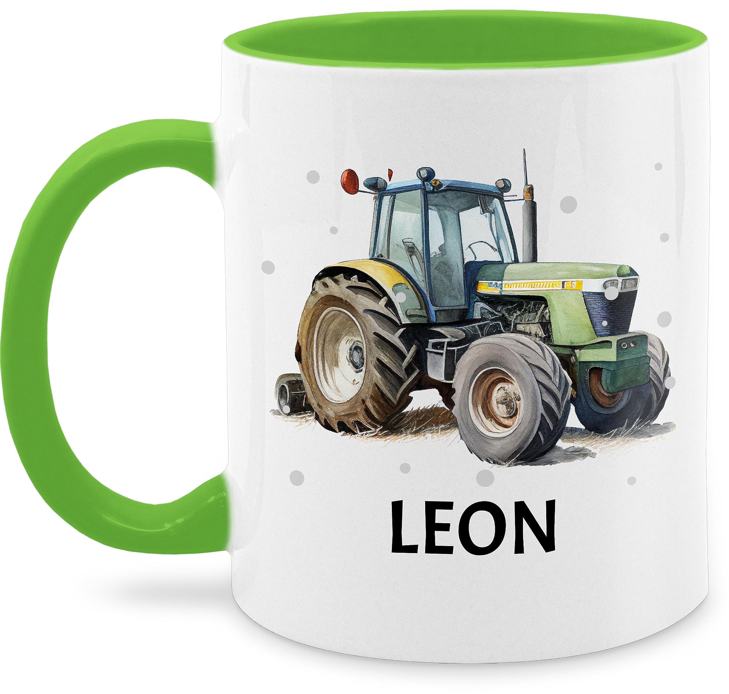 Tasse Tassen 325ml - Trecker Name I Trecker Fan I Traktor Geschenk personalisiert I Geschenk Landwirt - 325 ml - Hellgrün - geschenkideen für landwirte teetasse einschulung traktoren leon haferl