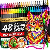 ARTISTRO Dual-Tip Acrylic Paint Marker Pens - Set of 48 | For Fabric, Rock, Glass, Wood, Coloring Book, Arts & Crafts Gift, Pumpkin Decorating Kit & Halloween Crafts (Dot & Fine Tips)