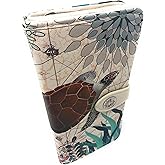Shag Wear Sea Turtle Large Wallet Vegan Faux Leather Ocean Design Clutch with Card Slots Bill Compartments ID Window Zippered Coin Pocket 7" Beige