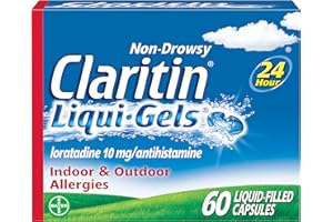 Claritin Liqui-Gels 24 Hour Allergy Relief, Non-Drowsy Allergy Medicine, Loratadine Antihistamine Capsules, 60 Count