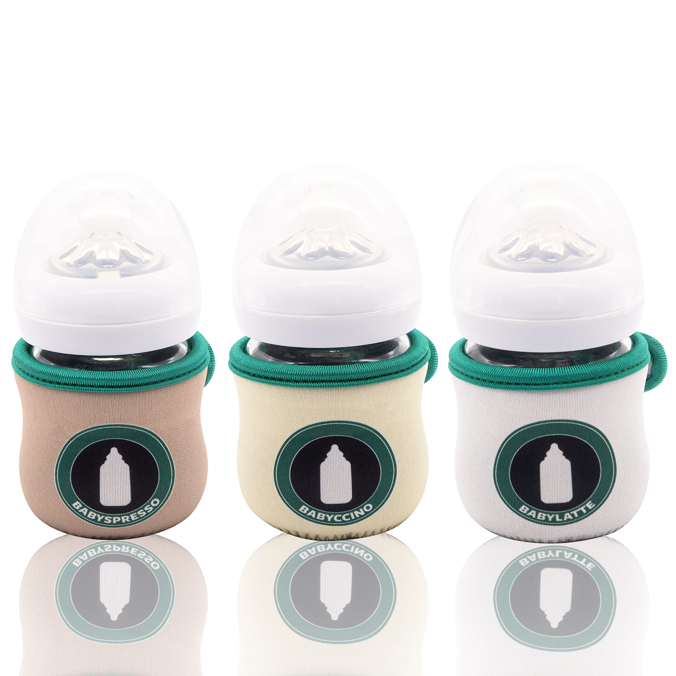 Photo 1 of Kanudle Sleeve Covers for 4 oz Philips Avent Glass Baby Bottle | Adjustable Sleeves | Heat and Cold Retention | Neoprene - Juice Cleanse | Non Slip Grip | Set of 3… (Babyccino)