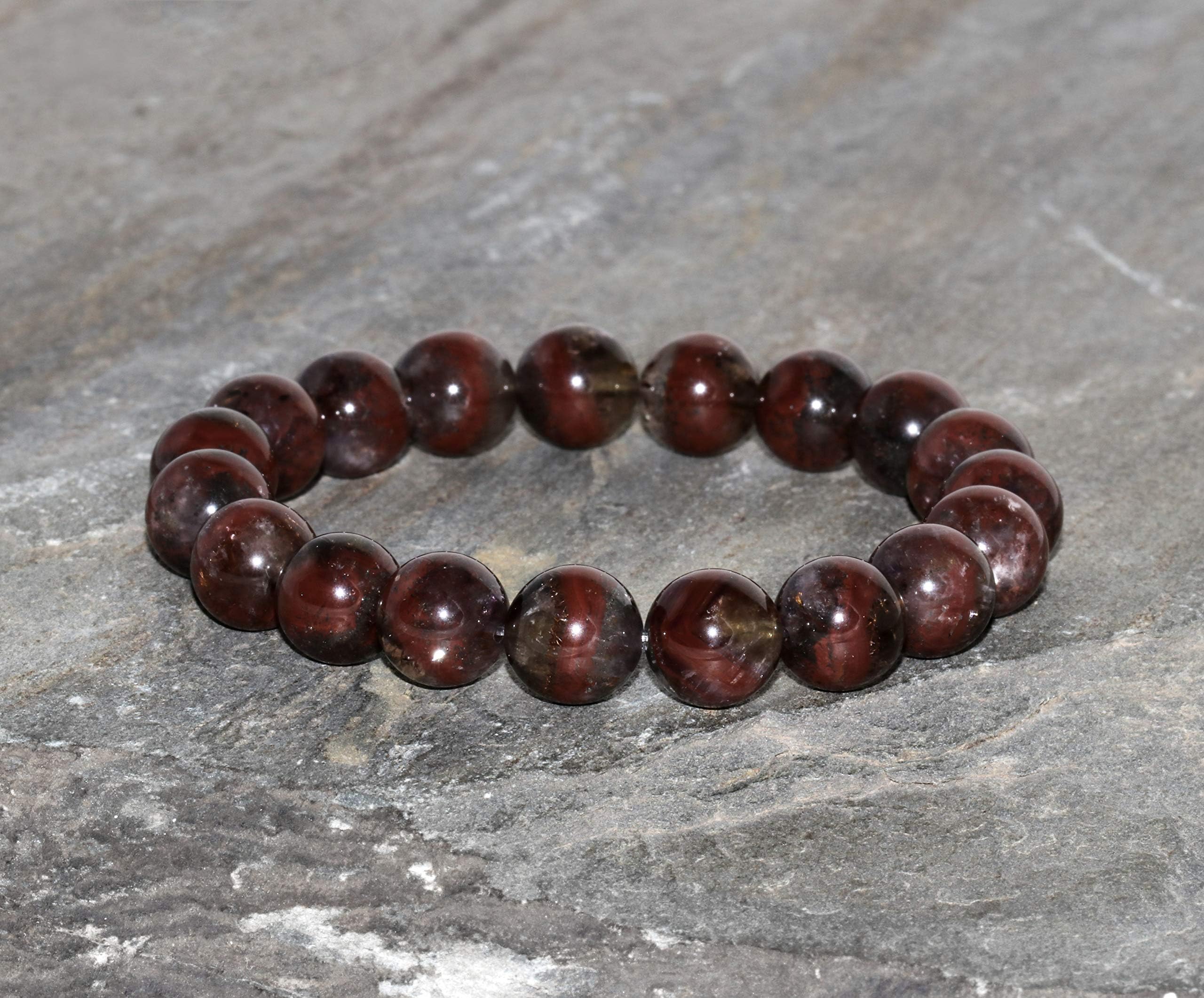 GenericAuralite-23 Beaded Bracelet Handmade 8mm Rare Auralite Gemstone Bracelet Natural Auralite 23 Crystal Bracelet Red Purple Gift Boho Bracelet