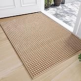 QiCaiJia Front Door Mat 17''x30'', Absorbent Muddy Dirt Resist Washable Non Slip Low-Profile Indoor Doormat, Easy Clean Entryway Welcome Door Mats, Brown